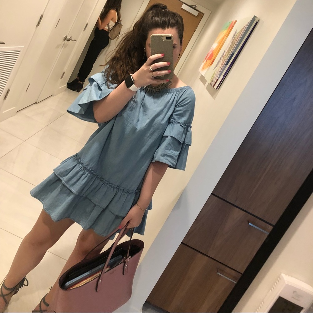 Gently worn denim layered dress!